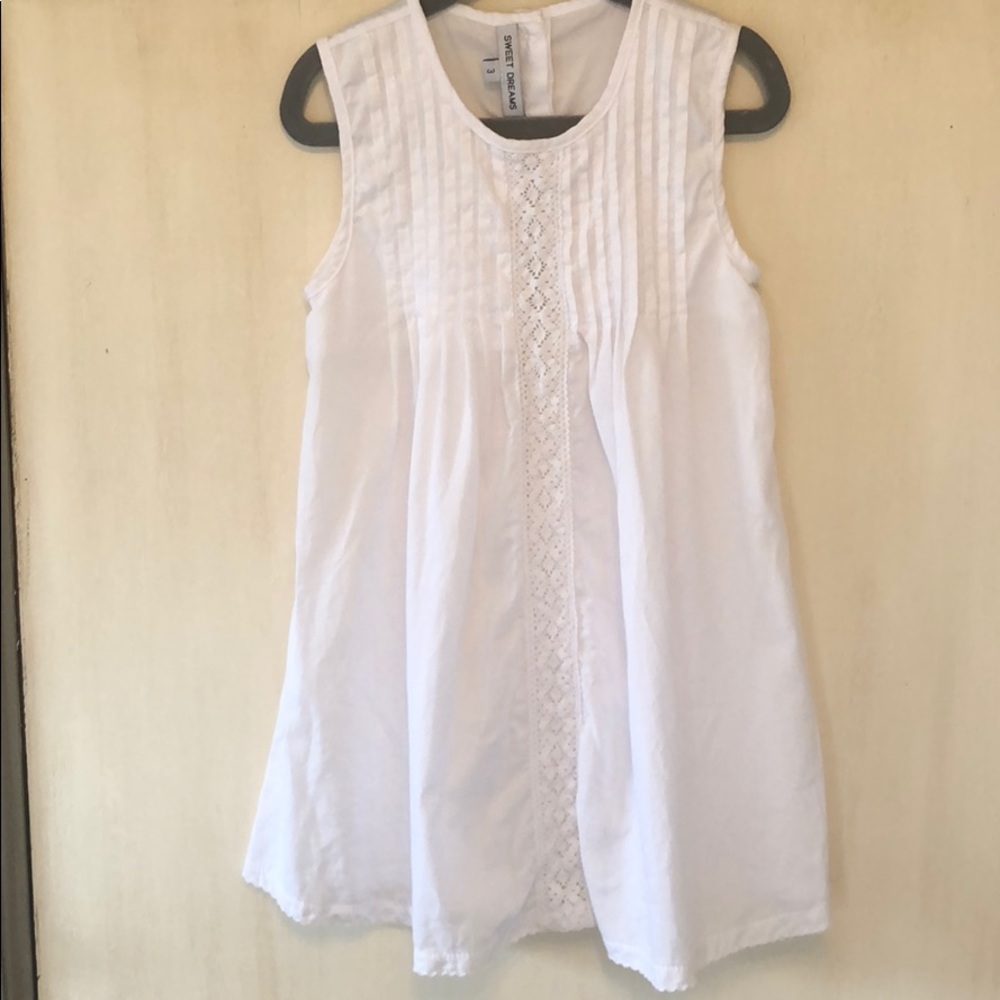 Little Girl’s White Dress with Lace Detail